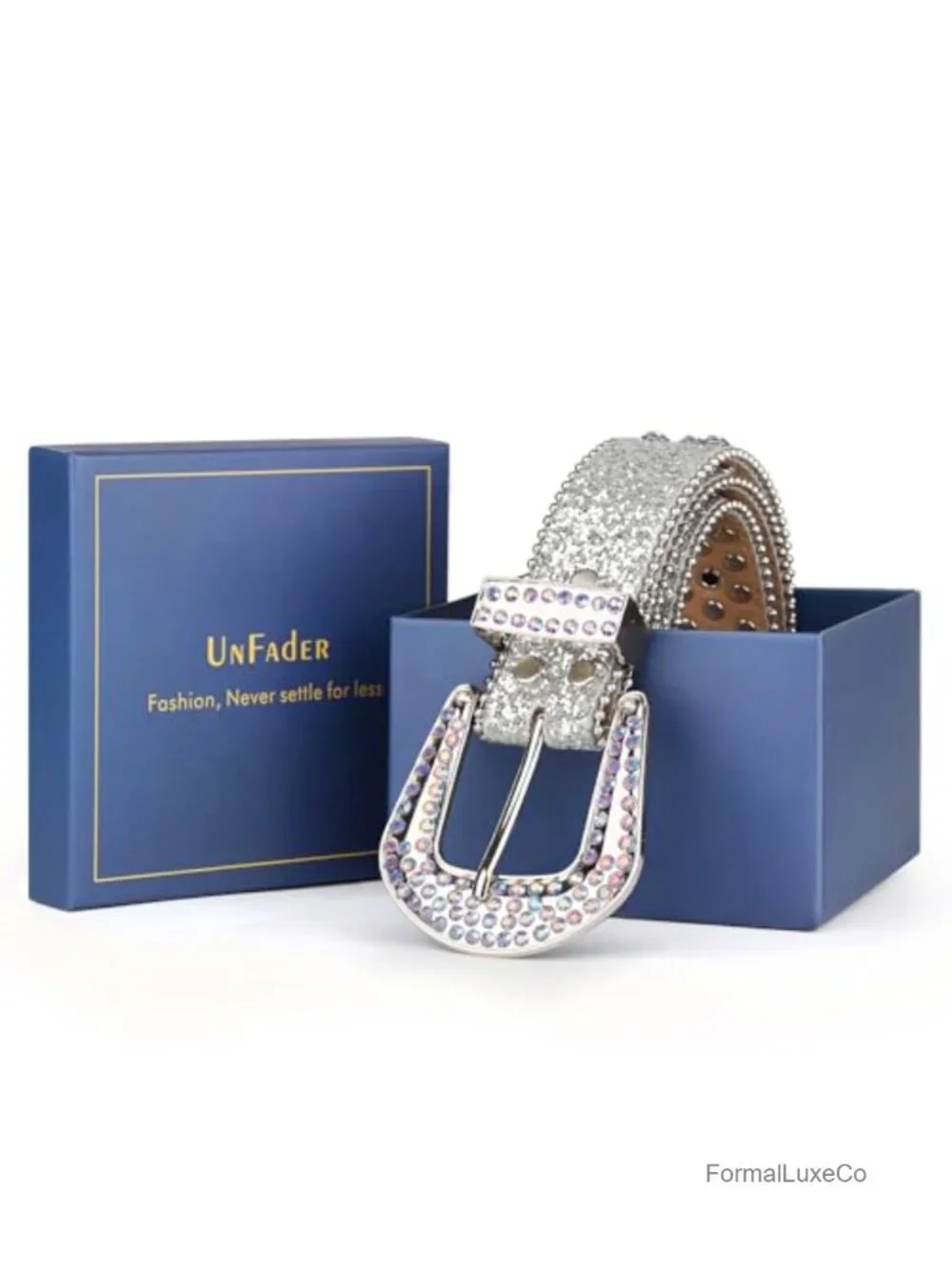 Rhinestone Western Belt Diamond Studded PU Leather Cowgirl Belt for Jeans